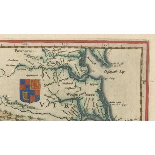 Virginia and Florida Map from Blaeu, 1642 For Sale - Image 9 of 13
