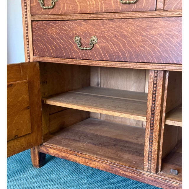 Late 19th Century Victorian Tiger Oak Sideboard / Buffet For Sale - Image 11 of 12