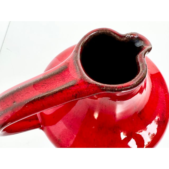Red Handcrafted Red Studio Ceramic Jug Vase by Elly & Wilhelm Kuch, Germany, 1960s For Sale - Image 8 of 11