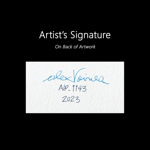 Avp_1143 - Blue Cool Tone Contemporary Abstract Painting on Paper Original Artwork by Alex Voinea For Sale In Los Angeles - Image 6 of 6