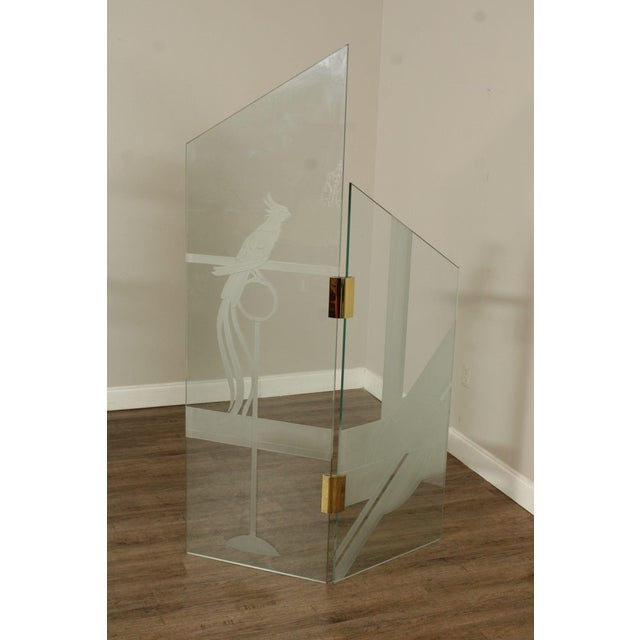 1980's Art Deco Style Glass Four-Panel Room Divider For Sale - Image 11 of 12