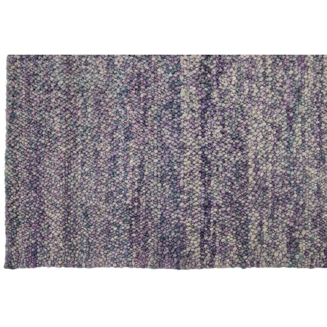 Contemporary Texture Wool Rug Handmade With Purple and Blue Allover Design For Sale - Image 4 of 9