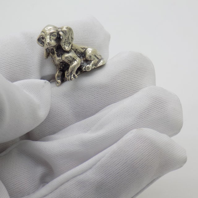 1970s Vintage Italian Handmade Genuine Silver 800 Puppy Dog Figurine, 1970s For Sale - Image 5 of 12