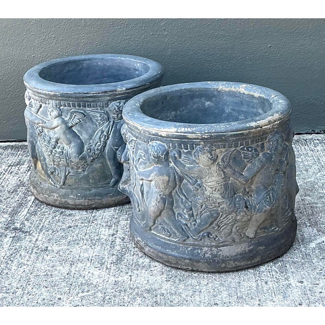 Vintage Cast Concrete Putti Cherub Planters For Sale - Image 10 of 12