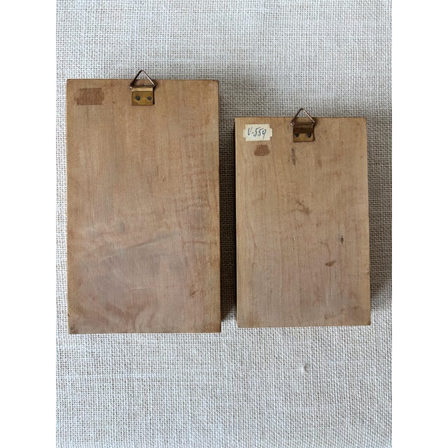 Pair Vintage German Folk Art Wood Springerle Mold Cookie Press - Rooster & Hen For Sale - Image 4 of 6