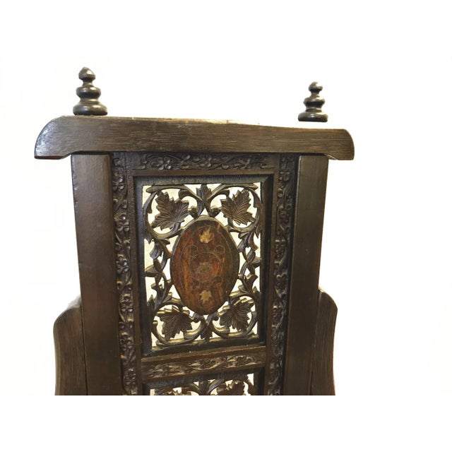 Vintage Carved and Pierced Fantasy Chairs Made in India- Set of 4 For Sale - Image 9 of 13