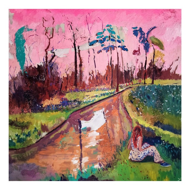 Linda Clerget, Under a Pink Sky, Acrylic on Canvas For Sale