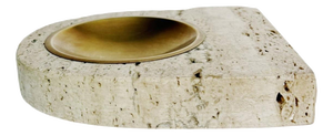 Travertine and Brass Ashtray, France, 1960s