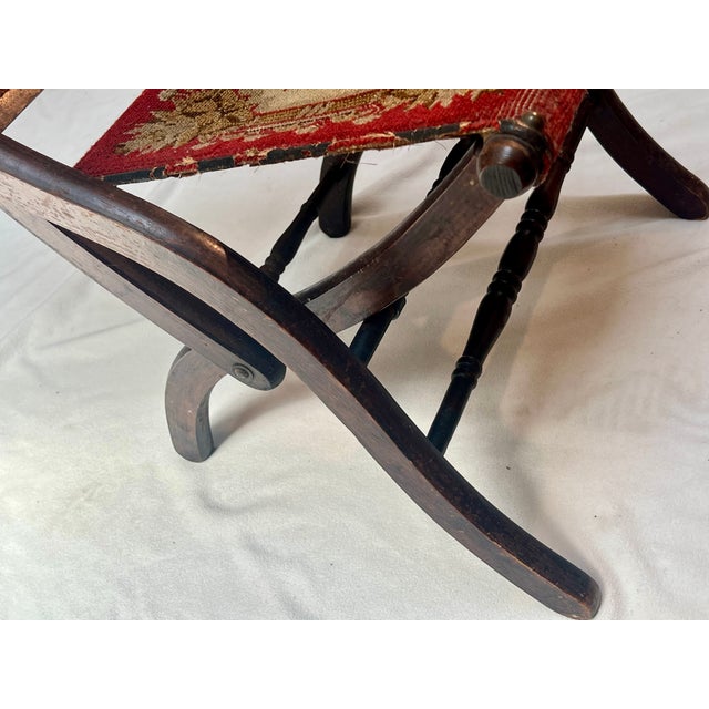 Late 19th Century Antique 1860s Civil War Officer's Folding Camp Carpet Chair For Sale - Image 5 of 12
