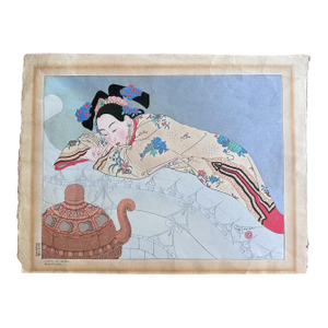 Mid 20th Century Japanese Woodblock Print Fumees de Santal by Paul Jacoulet