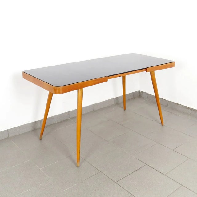 Mid-Century Glass and Wood Coffee Table, 1960s For Sale - Image 4 of 4