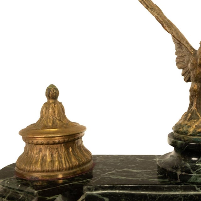 Antique 19thC French Empire Gilt Bronze Marble Eagle Desk Set Twin Inkwell 1880 For Sale - Image 16 of 16