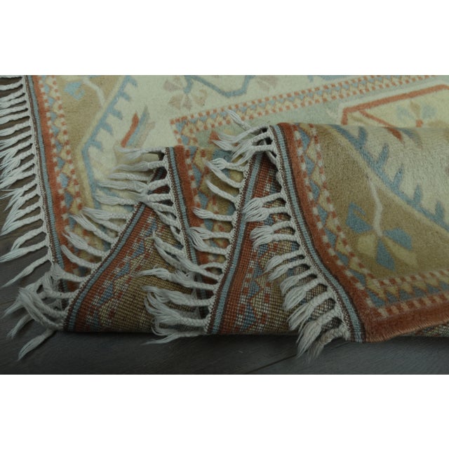 1970s Vintage Turkish Oushak Handmade Wool Cotton Orange Area Rug For Sale - Image 4 of 11