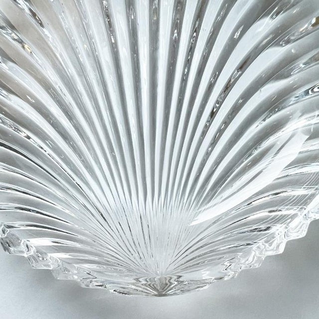 Art Deco Round Vintage Villeroy & Boch Glass Scalloped Shell Trinket Dish For Sale - Image 3 of 4