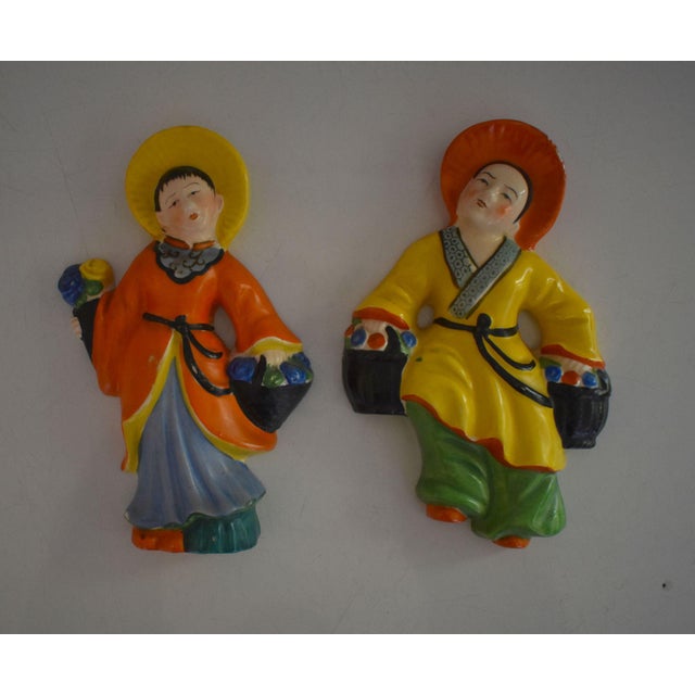 Occupied Japan Asian Wall Hanging Figurines Pair Chairish
