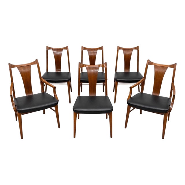 Mid-Century Modern Walnut Dining Chairs - Set of 6 For Sale