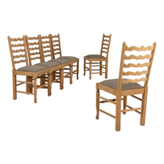 20th Century French Oak Dining Chairs With Upholstered Seats - Set of 6 For Sale