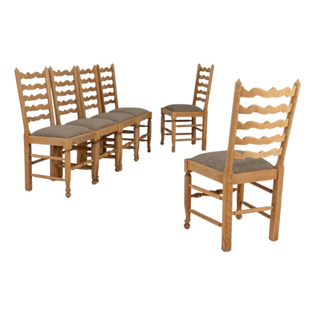 20th Century French Oak Dining Chairs With Upholstered Seats - Set of 6 For Sale