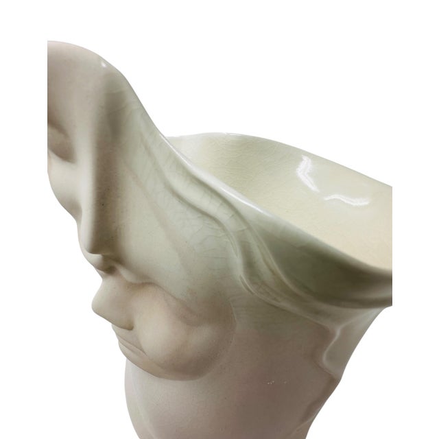 1990s Vintage 1996 Sara Lund "Two Faces" Studio Pottery Sculptural Vase For Sale - Image 5 of 11