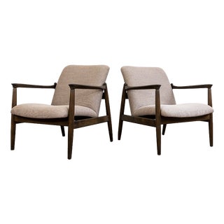 Mid-Century Armchairs GFM-64 by Edmund Homa with Upholstery from Kvadrat, Poland, 1960s, Set of 2 For Sale