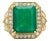 10 Carat Colombian Emerald & Diamond Halo Split Shank in 18k Gold Statement Ring For Sale