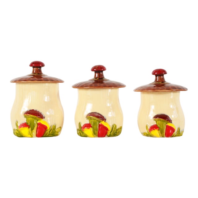 Vintage C.1960s / 1970s Ceramic Mushroom Kitchen Canisters ...