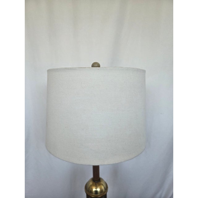 Brass Late 20th Century Mid-Century Modern Nautical Brass Lighthouse Table Lamp W/ Hardwood Base For Sale - Image 8 of 10