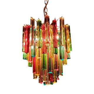 Murano Glass Chandelier with Trihedral Prisms in the style of Venini, Venice, 1972 For Sale