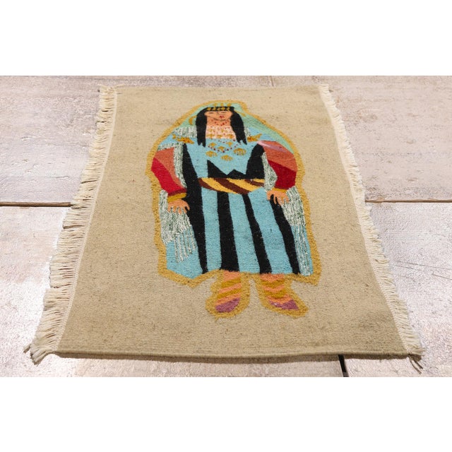 Vintage Tunisian Pictorial Tapestry, 01'04 X 02'09 For Sale - Image 9 of 10