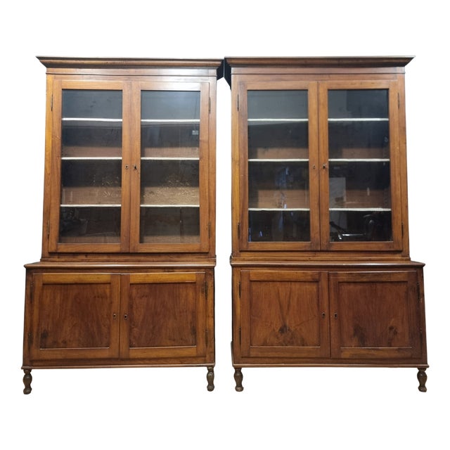 Vintage Walnut Bookcases, 1840, Set of 2 For Sale