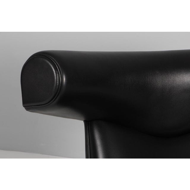Vintage Ox Chair in Black Leather by Hans J. Wegner, 2010s For Sale - Image 3 of 11