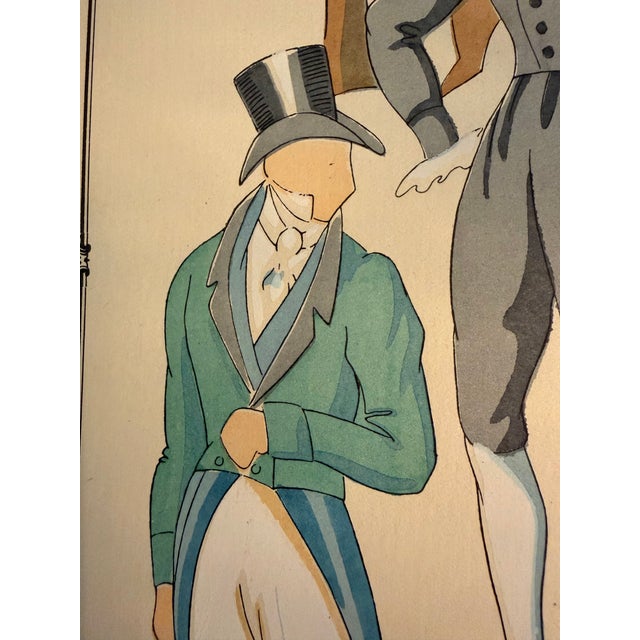 Hand-Colored 1920's French Costume/Fashion Plates - Set of 4 For Sale In Philadelphia - Image 6 of 13