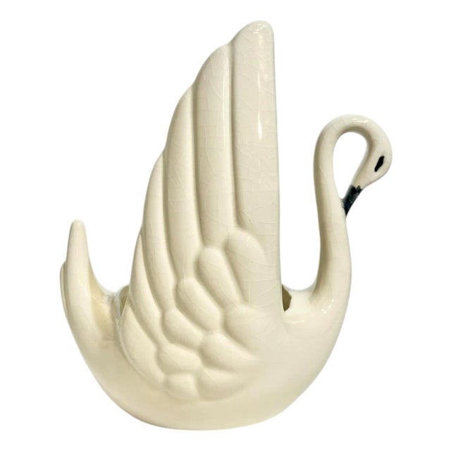 Vintage Coastal Ceramic Swan Petite Vase or Catchall For Sale