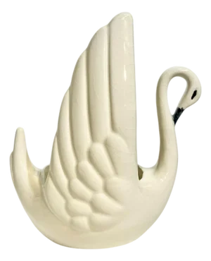 Vintage Coastal Ceramic Swan Petite Vase or Catchall