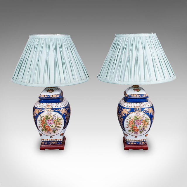 Modern Vintage Table Lamps, Oriental Ceramic, Accent Light, Hall, Lounge, Study - a Pair For Sale - Image 3 of 10