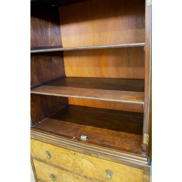 Vintage Art Deco Style Walnut Tallboy Linen Cabinet, 1950s For Sale - Image 9 of 12