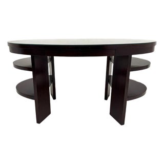 Thomas O'Brien Modern Oval Desk With Glass Top For Sale