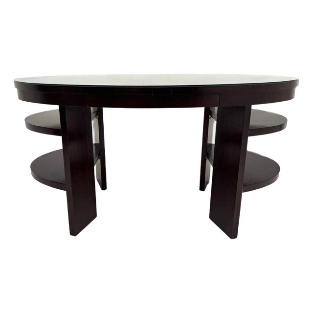 Thomas O'Brien Modern Oval Desk With Glass Top For Sale
