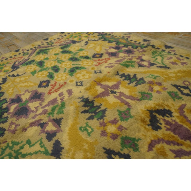 1920s Ivory Angora Antique Irish Donegal Arts & Crafts Carpet 3'6" X 11'2" Wool Rug Runner For Sale - Image 9 of 10