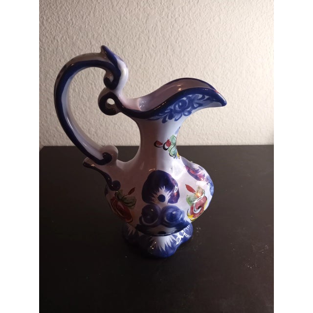 1970s Hand Painted Vestal Alcobaca Pitcher Vase, Made in Portugal For Sale In Dallas - Image 6 of 7