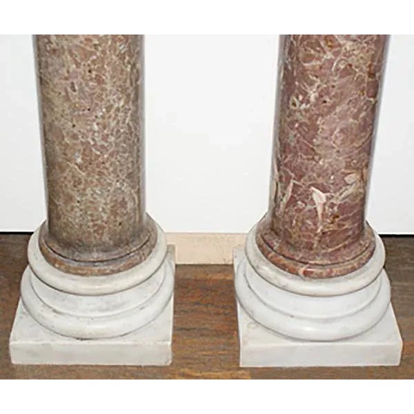 Traditional Antique Italian Marble Columns - A Pair For Sale - Image 3 of 10