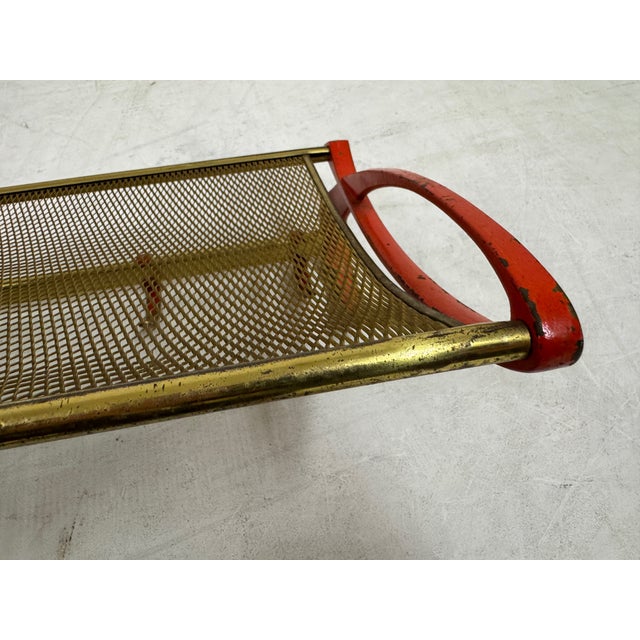 Red Vintage Brass and Red Lacquer Coat Rack, 1950s For Sale - Image 8 of 10