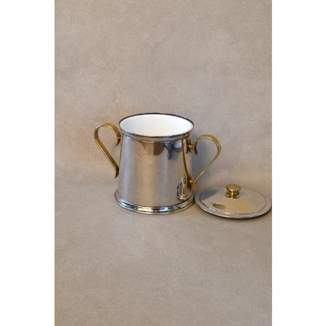 Hollywood Regency Vintage Italian Silverplate & Brass Ice Bucket For Sale - Image 3 of 4