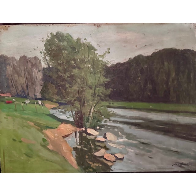 Loire Riverbank, 1930, Oil Painting For Sale - Image 4 of 10