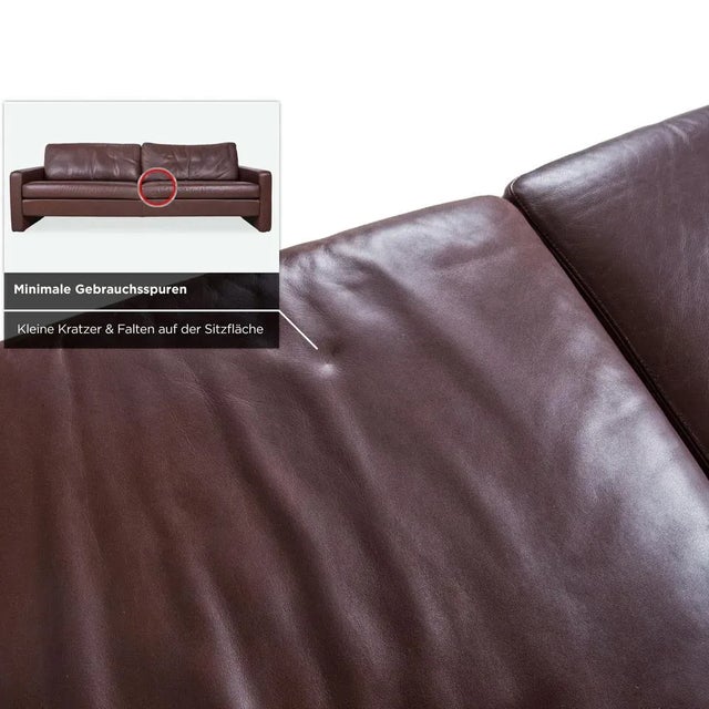 Conseta Leather Three-Seater and Armchair in Brown Coffee Mahogany with Headrest by COR, Set of 2 For Sale - Image 5 of 18