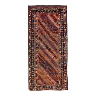 Rust Vintage Kurd Handmade Geometric Designed Wool Runner For Sale