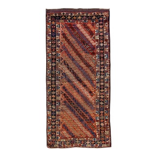 Rust Vintage Kurd Handmade Geometric Designed Wool Runner For Sale