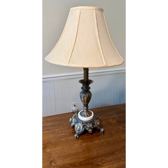Cream Vintage Ornate Traditional Table Lamp For Sale - Image 8 of 12
