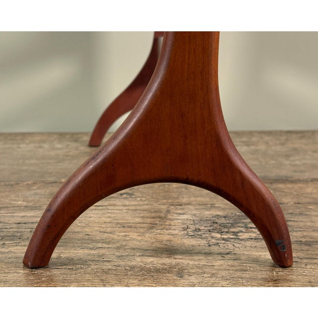 Wood Mid Century Scandinavian Modern Teak Vanity Mirror With Sculptural Stand For Sale - Image 7 of 12