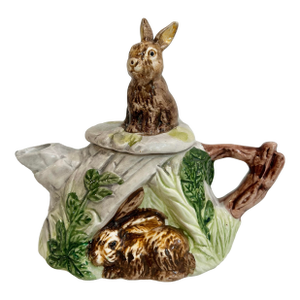 Vintage CBK Majolica Style Bunny Rabbit Tea Pot